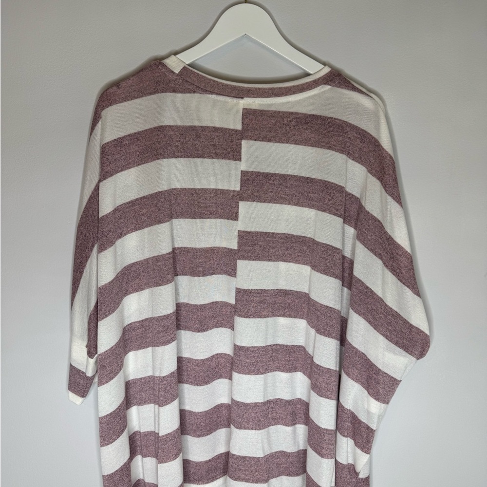 LA MIEL Cream and Maroon Striped Tunic | Size Large - Picture 5 of 7